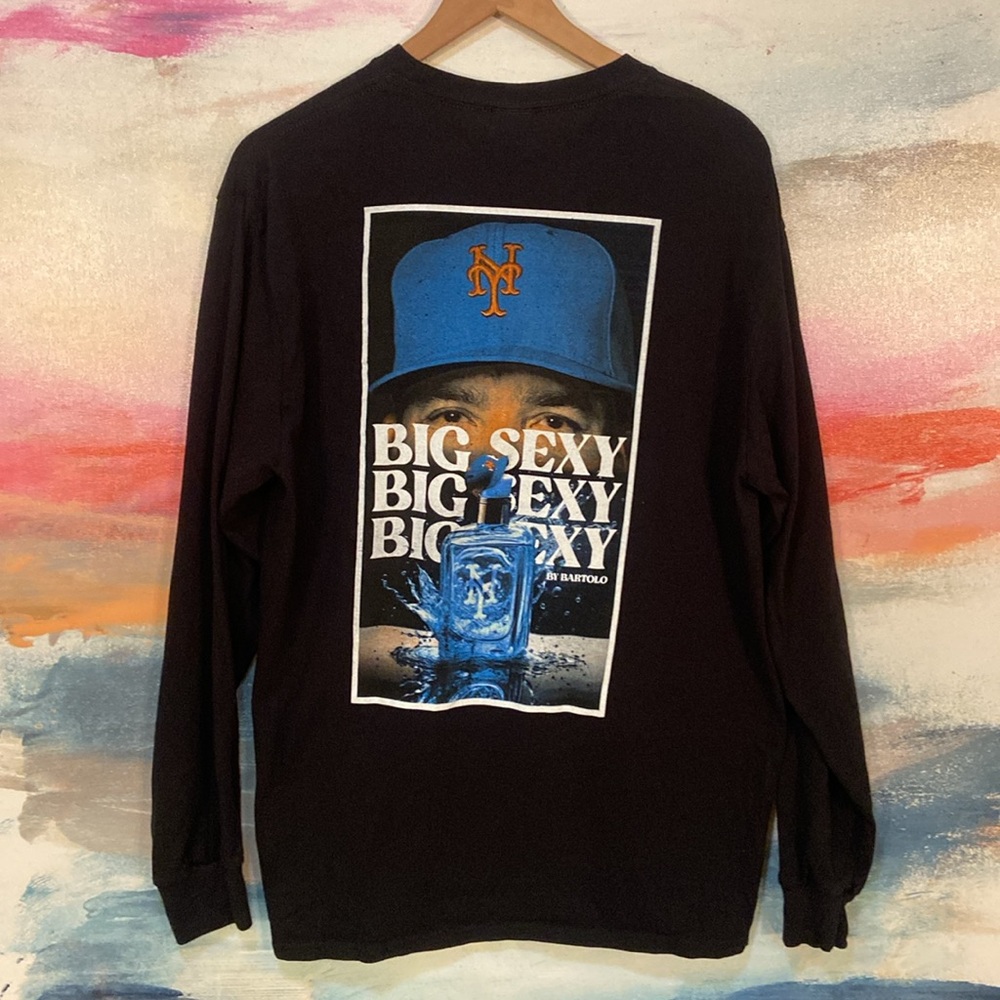 🔥EC🔥NY Mets Bartolo Colon Big Sexy 100% Cotton Long Sleeve Shirt.